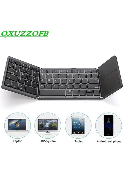 Koyu Gri Yeni Katlanır Bluetooth Klavye Ios Android Windows Ipad Tablet Macbook Mobil Akıllı Telefon Için Kablosuz Katlanabilir Dokunmatik Tuş Takımı (Yurt Dışından)