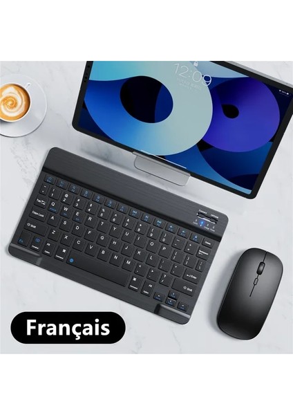 Ingilizce ve Fransızca Tablet Kablosuz Klavye iPad Samsung Xiaomi Huawei Teclado Için Bluetooth Uyumlu Klavye ve Fare Ios Android Windows Için (Yurt Dışından)