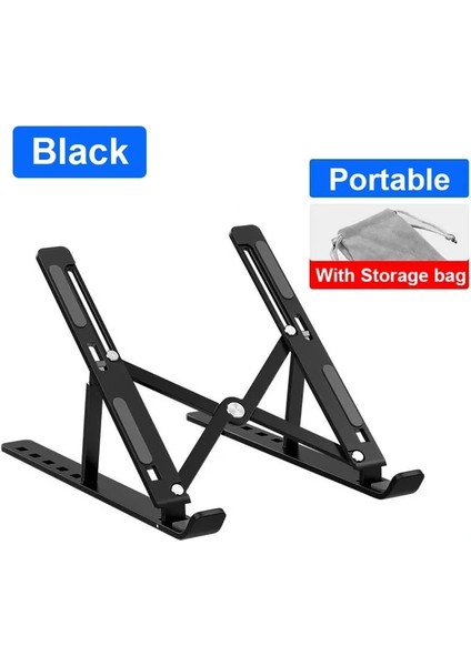 Tek Katmanlı Siyah Dizüstü Bilgisayar Standı Masası Için Alüminyum Dizüstü Desteği Yükseltici Taşınabilir Bilgisayar Braketi Katlanabilir MacBook Pro Tutucu Lap Top Tabanı Pc Için (Yurt Dışından)