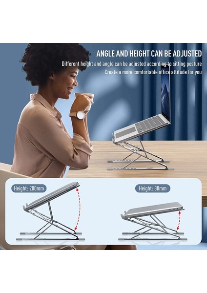 Tek Katmanlı Siyah Dizüstü Bilgisayar Standı Masası Için Alüminyum Dizüstü Desteği Yükseltici Taşınabilir Bilgisayar Braketi Katlanabilir MacBook Pro Tutucu Lap Top Tabanı Pc Için (Yurt Dışından)