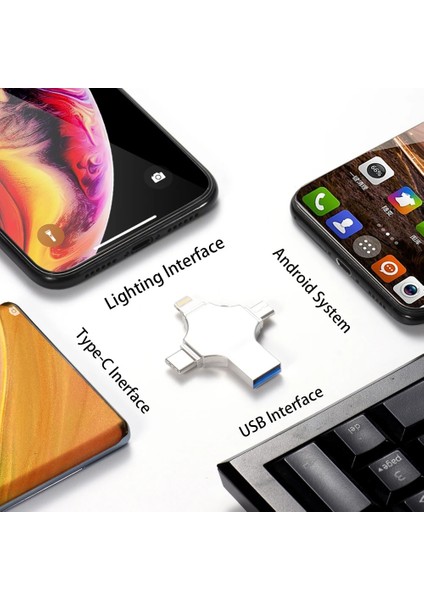 Siyah Kutulu 64GB Jaster USB 3.0 Flash Sürücü Iphone ipad Android Için Kalem Sürücü 4'ü 1 Arada Bellek Çubuğu Tip-C Pendrive Otg 16GB 32GB 64GB 128GB 256GB (Yurt Dışından)