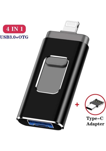 Siyah Gönderme Tip C 256 GB Otg USB Flash Sürücü iPhone 256G 512G 128G Ios/android/tip C/windows Aygıtı Için USB 3.0 Memory Stick Harici Depolama 4'ü 1 Arada (Yurt Dışından)