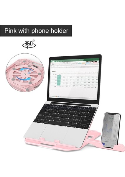 Pembe Ayarlanabilir Dizüstü Bilgisayar Standı Tablet Tabanı Desteği Dizüstü Tutucu Macbook Xiaomi Için 360 Derece Dönen Alt Bilgisayar Masası Standı (Yurt Dışından)