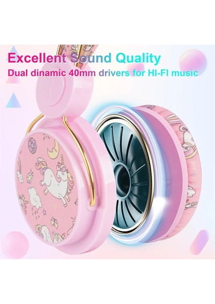 Pembe Ambalaj ile Karikatür Unicorn Kablolu Kulaklıklar Çocuk Hediye Kulaklık Müzik Stereo Kulaklık Çocuk Modu Işitme Koruma Kulaklık Telefon Laptop Için (Yurt Dışından) fırsatları