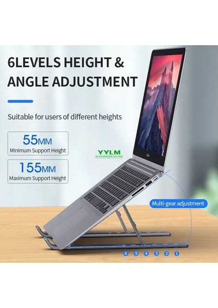 Şerit Yylm N3 Taşınabilir Dizüstü Bilgisayar Standı Alüminyum Katlanabilir Dizüstü Bilgisayarlar Için Macbook Lenovo Dell ile Uyumlu 10-15.6 Inç Dizüstü Bilgisayarlar Için Standı (Yurt Dışından)