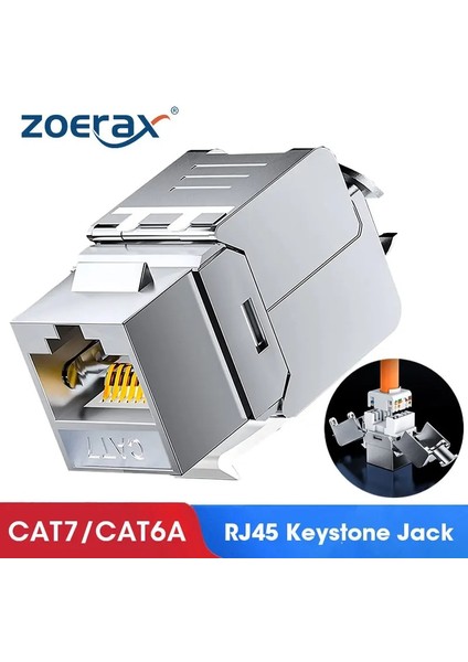 CAT6A 2 Adet Zoerax Korumalı Cat8 Cat7 CAT6A Keystone Jack RJ45 Aletsiz Tip Çinko Alaşım Modülü Adaptör Çoğaltıcı (Yurt Dışından)