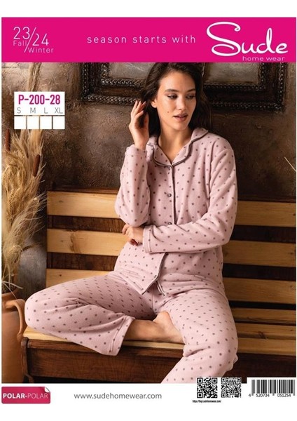 Kadın 28 Puanlı Düğmeli Polar Pijama Takımı