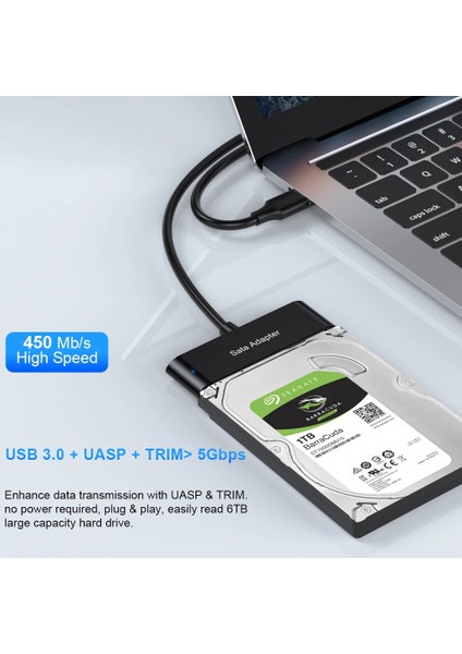 45CM USB 3.0 - Sata Onelesy USB 3.0 - Sata Adaptörü Tak Çalıştır Için 2.5 Inç HDD / SSD Sata Dönüştürücü Uasp Yüksek Hızlı Veri Iletimi Sata - USB (Yurt Dışından)