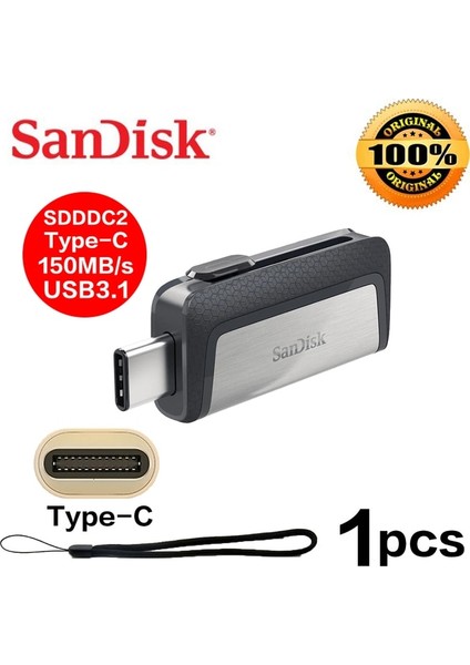 Sdddc2-1 Adet 32 GB Sandisk 1 Tb Sdddc4 USB 3.1 Flash Sürücü Tip-C 128 GB 256 GB 32 GB 64 GB Telefon Mikro USB 3.0 Otg Flash Sürücü Sdddc3 512 GB Kalem Sürücü (Yurt Dışından)