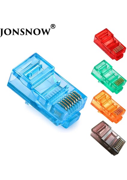 Gri 100 Adet 20/50/100 Adet RJ45 Ethernet Kabloları Modülü Fiş Ağ Konektörü Rj-45 Kristal Kafaları Cat5 Renk CAT5E Altın Kaplama Kablo (Yurt Dışından)