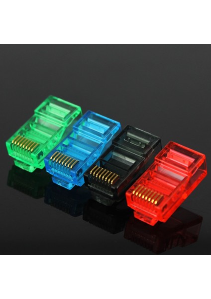 Gri 100 Adet 20/50/100 Adet RJ45 Ethernet Kabloları Modülü Fiş Ağ Konektörü Rj-45 Kristal Kafaları Cat5 Renk CAT5E Altın Kaplama Kablo (Yurt Dışından)