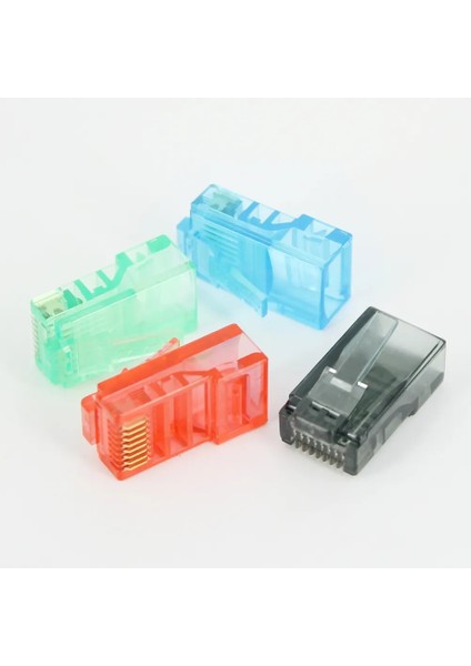 Gri 100 Adet 20/50/100 Adet RJ45 Ethernet Kabloları Modülü Fiş Ağ Konektörü Rj-45 Kristal Kafaları Cat5 Renk CAT5E Altın Kaplama Kablo (Yurt Dışından)