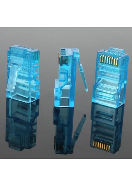 Gri 100 Adet 20/50/100 Adet RJ45 Ethernet Kabloları Modülü Fiş Ağ Konektörü Rj-45 Kristal Kafaları Cat5 Renk CAT5E Altın Kaplama Kablo (Yurt Dışından)