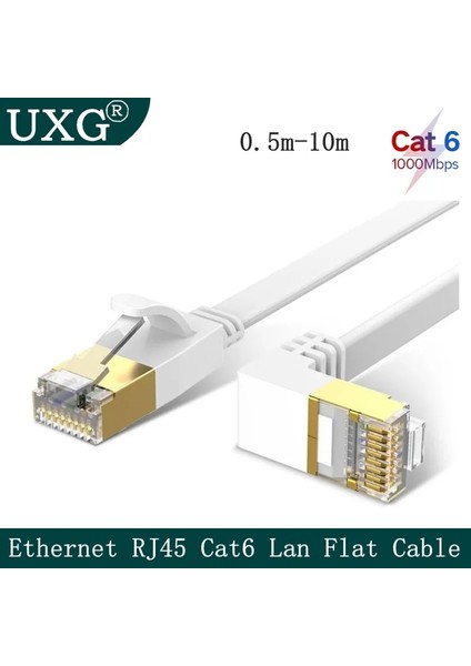 Yukarı-Aşağı 5 M 90 Derece Cat6 Düz Ethernet Kablosu 1000 Mbps 250 Mhz Cat6 RJ45 Ağ Ethernet Yama Kablosu Lan Kablosu Bilgisayar Yönlendirici Dizüstü Bilgisayar (Yurt Dışından)