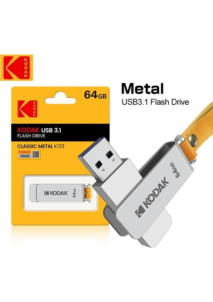 128 GB Kodak K133 Mini Metal USB Flash Sürücü 64 GB 128 GB 256 GB Kalem Sürücü USB 3.0 Yüksek Hızlı Bellek Çubuğu 30 Mb/s Flash Usb3.1 Pendrive (Yurt Dışından)