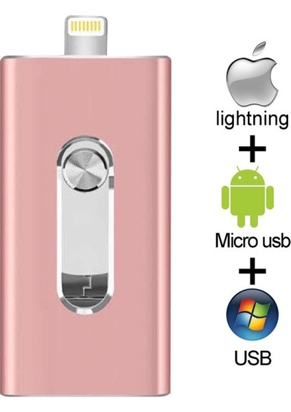 Pembe 128GB Metal USB Flash Sürücü 128GB Otg Kalem Sürücü 32GB 64GB USB 3.0 Flash Disk iPhone 11 Pro/xr/xs Max USB Bellek Çubuğu 256GB (Yurt Dışından)