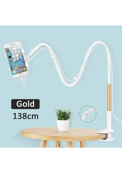 138 cm Altın Evrensel Telefon Tutucu Esnek 360 Klip Cep Cep Telefonu Tutucu Masası Tembel Yatak Masaüstü Braketi Montaj Standı Taban Braketi Desteği (Yurt Dışından)