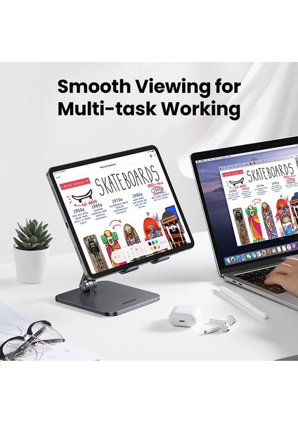 Metal Telefon Standı Ugreen Evrensel Tablet Standı Tutucu iPad 2021 2020 Samsung Dizüstü Dizüstü Bilgisayar Için Alüminyum Katlanabilir Cep Telefonu Masaüstü Standı (Yurt Dışından)