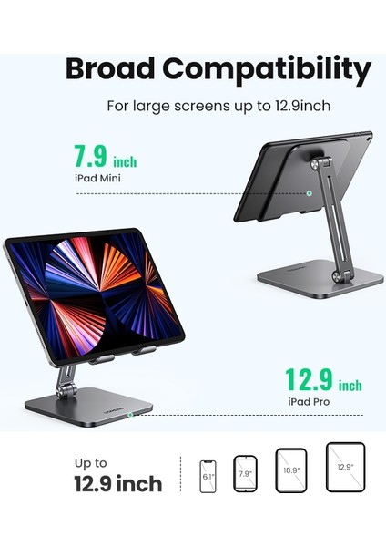 Metal Telefon Standı Ugreen Evrensel Tablet Standı Tutucu iPad 2021 2020 Samsung Dizüstü Dizüstü Bilgisayar Için Alüminyum Katlanabilir Cep Telefonu Masaüstü Standı (Yurt Dışından)