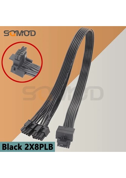 Siyah 2X8PLB 60CM Yeni 2 * Cpu 8-Pin'den 16 Pin'e 3* Cpu 8-Pin Erkek Pcı-E 5.0 12VHPWR Rtx 4090 Corsair Psu 16AWG 600W Adaptör Kablosu (Yurt Dışından)