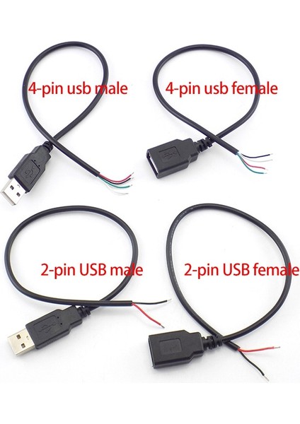 2pin Mirco Erkek Erkek Kadın 2-Pin 4-Pin Hat Mikro USB 2.0 Tip-C Şarj Kablosu Konektörü Güç Kaynağı Uzatma Kablosu (Yurt Dışından)