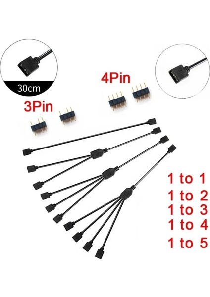 12V 4pin 1 Ila 3 Argb 5V 3pin Uzatma Kablosu Adaptörü 30CM 1 Ila 1 2 3 4 5 12V 4pin Anakart Rgb Sync Splitter Msı A Sus Asrock Aura LED (Yurt Dışından)