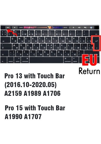 Ab 13 15 Dokunmatik Bar Şeffaflık Klavye Kapağı Macbook Air 13 M2 Pro 13 M1 PRO14 15 16 Retina 11 Silikon Koruyucu Kılıf A2337 A2779 A2681 (Yurt Dışından)