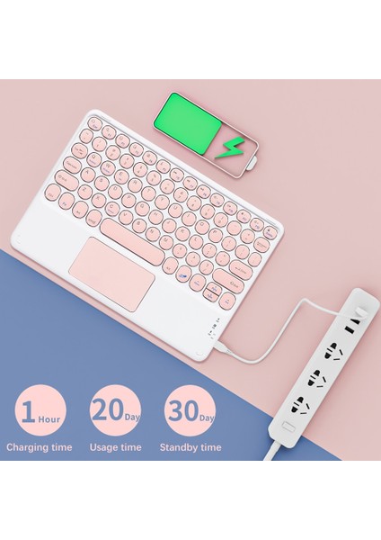 Pembe-Touchpad 10 Inç Evrensel Kablosuz Bluetooth Klavye Evrensel Bluetooth Fare iPad Android Tablet Dizüstü Akıllı Telefon (Yurt Dışından) fırsatları