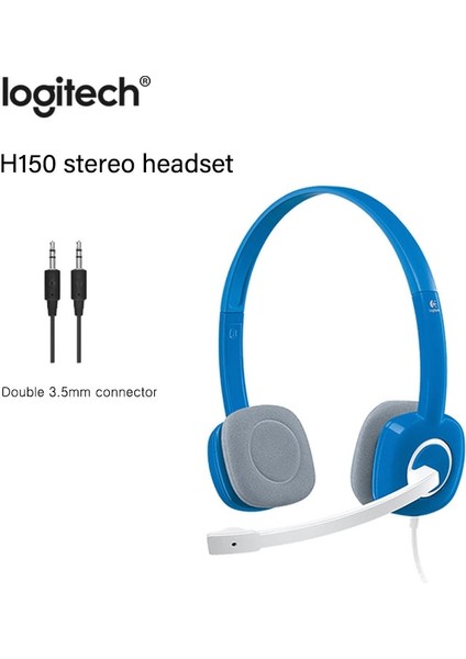 Mavi Logitech H150 Kablolu Kulaklık Stereo Kulak Içi Kulaklık Mikrofonlu Çift 3.5mm Kulaklık Dizüstü Pc Gamer Için (Yurt Dışından)