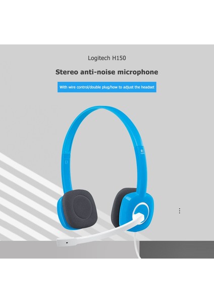 Mavi Logitech H150 Kablolu Kulaklık Stereo Kulak Içi Kulaklık Mikrofonlu Çift 3.5mm Kulaklık Dizüstü Pc Gamer Için (Yurt Dışından)