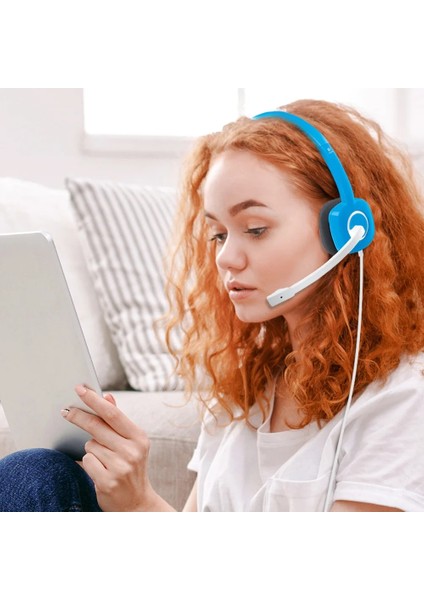 Mavi Logitech H150 Kablolu Kulaklık Stereo Kulak Içi Kulaklık Mikrofonlu Çift 3.5mm Kulaklık Dizüstü Pc Gamer Için (Yurt Dışından)