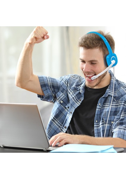 Mavi Logitech H150 Kablolu Kulaklık Stereo Kulak Içi Kulaklık Mikrofonlu Çift 3.5mm Kulaklık Dizüstü Pc Gamer Için (Yurt Dışından)