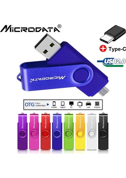 Beyaz 64 GB USB Flash Sürücü Otg Tip-C 64 GB 32 GB 16 GB 8 GB 4 GB 128 GB 256 GB Pendrive 2'si 1 Arada Mikro USB Bellek Çubuğu, C Tipi Adaptörle (Yurt Dışından)