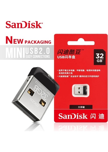 32GB Sandisk CZ33 USB Bellek 16GB Mini Kalem Sürücüler 32GB USB 2.0 Pendrive Micro 64GB USB Flash Sürücü Desteği Resmi Doğrulama (Yurt Dışından)