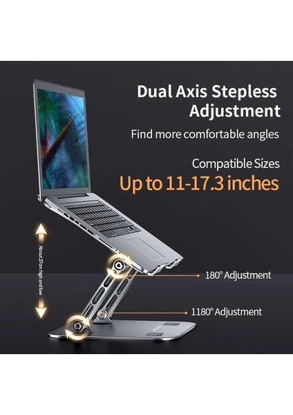 Koyu Gri Alüminyum Alaşımlı Dizüstü Standı Mc 515 11-17 Inç Dizüstü Bilgisayar Çift Dikey Ayarlanabilir Taşınabilir Katlama Tutucu Soğutma Braketi (Yurt Dışından) fırsatları