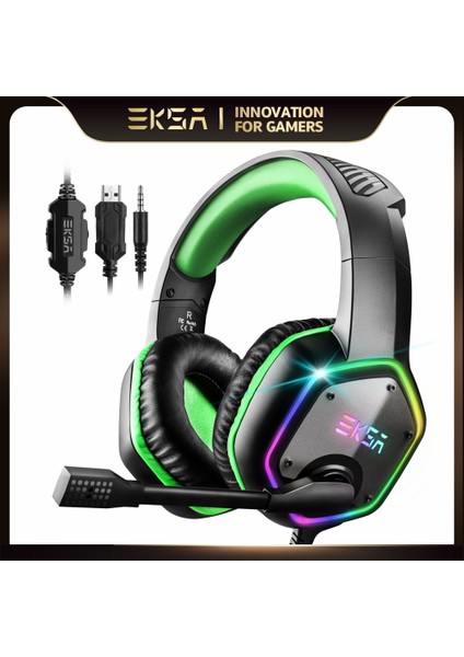 E1000 Yeşil Kutu ile Eksa Pc Oyun Kulaklığı Gamer E1000 USB 7.1 SURROUND/E1000S Ps4 Xbox One Dizüstü Bilgisayar Için Mikrofonlu 3.5mm Stereo Kablolu Kulaklıklar (Yurt Dışından) modelleri