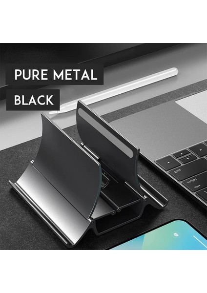 Metal Gri Dikey Dizüstü Bilgisayar Standı Tutucu Yerçekimi Otomatik Kilitleme Depolama Dock Masası Organizatör MacBook iPad Yüzeyine Uygun Dell Chromebook (Yurt Dışından)