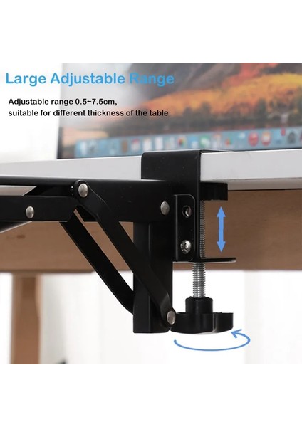 Büyük Klip (1-9 Cm) 2 Adet Ergonomik Ev Ofis Klavye Tepsisi Kelepçesi Dışarı Çekin Kolay Kurulum Soğuk Haddelenmiş Çelik Dıy Yüksekliği Ayarlanabilir Sağlam Masa Altında (Yurt Dışından)