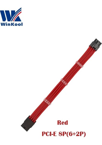 Kırmızı 600MM Winkool Pcı-E 8pın 18AWG Saf Renk Erkek - Dişi Kol Uzatma Güç Kablosu Dahili Kablo Taraklar Çok Renk Seçenekleri (Yurt Dışından)