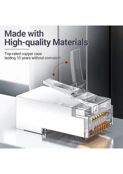 Cat6 3u 100 Adet Ampcom Geçiş Stp RJ45 Konnektörleri, Cat6 CAT5E Korumalı 3/50μ Altın Kaplama 8P8C Modüler Fişler Ethernet Kablosu Için Kıvrım Ucu (Yurt Dışından)