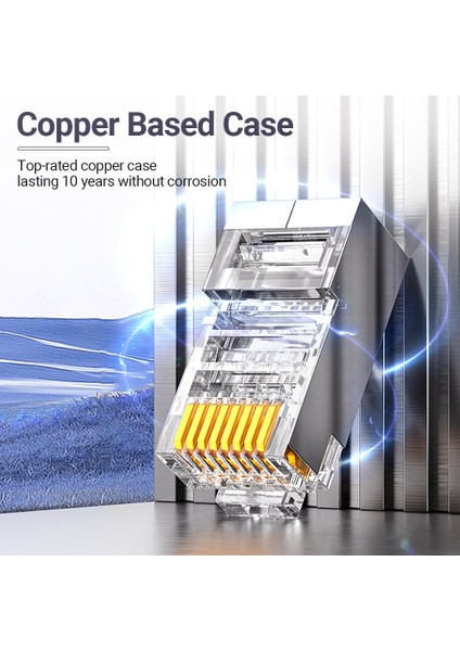 Cat6 3u 100 Adet Ampcom Geçiş Stp RJ45 Konnektörleri, Cat6 CAT5E Korumalı 3/50μ Altın Kaplama 8P8C Modüler Fişler Ethernet Kablosu Için Kıvrım Ucu (Yurt Dışından)