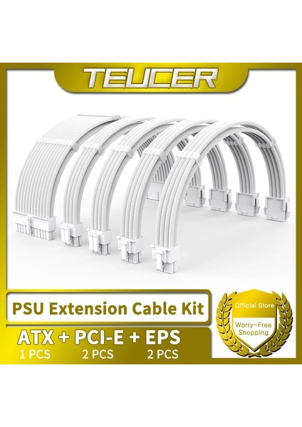 I Teucer Tc-35 Serisi Psu Uzatma Kablosu Kiti Düz Renk Kablo Katı Combo 350MM ATX24PIN PCI-E8PIN CPU8PIN Taraklı (Yurt Dışından) fırsatları