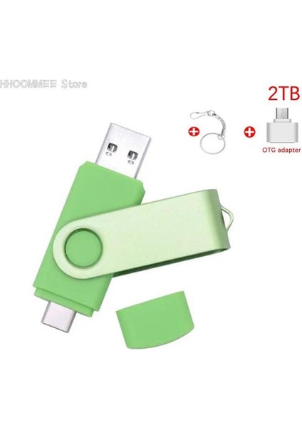 Resim Olarak Tip C USB Flash Sürücü Otg Kalem Sürücü USB Sopa 2'si 1 Arada Yüksek Hızlı Pendrive Harici Depolama Memory Stick Hediye Anahtarlık 1 Tb / 2 Tb (Yurt Dışından)