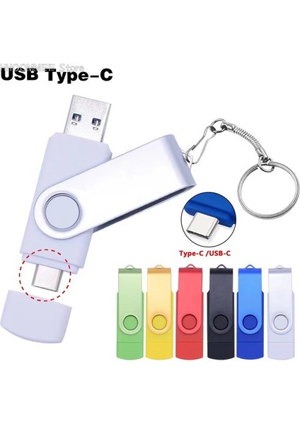 Resim Olarak Tip C USB Flash Sürücü Otg Kalem Sürücü USB Sopa 2'si 1 Arada Yüksek Hızlı Pendrive Harici Depolama Memory Stick Hediye Anahtarlık 1 Tb / 2 Tb (Yurt Dışından)