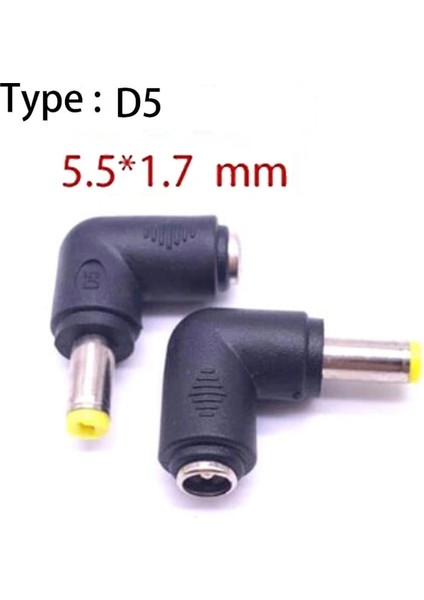 D5 90 Derece Sağ Açı Dc Konektörü 5.5 mm x 2.1 mm Dişi Güç Kaynağı Adaptörü Evrensel Fiş Jakı Dc Dizüstü Bilgisayar Şarj Cihazı (Yurt Dışından)
