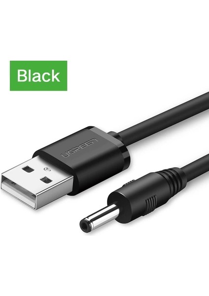 Siyah 1m Ugreen Usb'den Dc 3.5mm Güç Kablosuna USB A Erkek - 3.5 Jak Konnektörü 5V Güç Kaynağı Şarj Adaptörü Hub Için USB Fan Güç Kablosu (Yurt Dışından)
