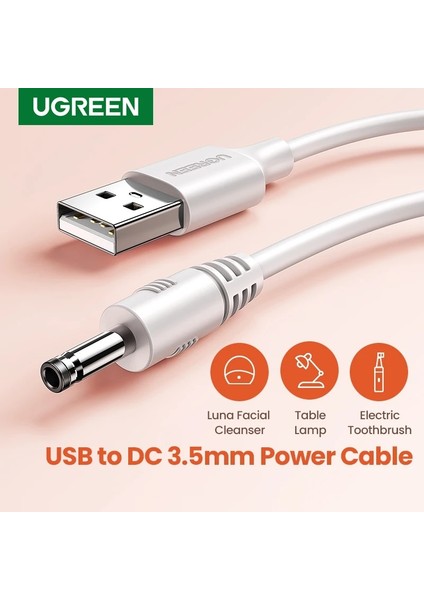 Siyah 1m Ugreen Usb'den Dc 3.5mm Güç Kablosuna USB A Erkek - 3.5 Jak Konnektörü 5V Güç Kaynağı Şarj Adaptörü Hub Için USB Fan Güç Kablosu (Yurt Dışından)