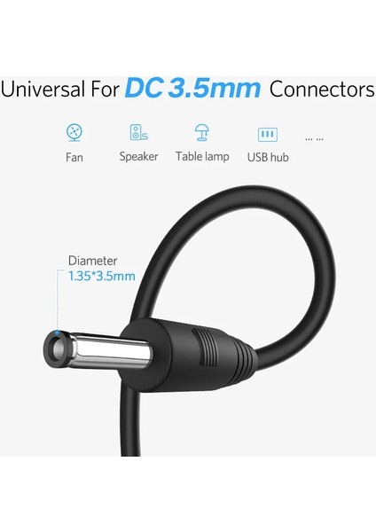 Siyah 1m Ugreen Usb'den Dc 3.5mm Güç Kablosuna USB A Erkek - 3.5 Jak Konnektörü 5V Güç Kaynağı Şarj Adaptörü Hub Için USB Fan Güç Kablosu (Yurt Dışından)