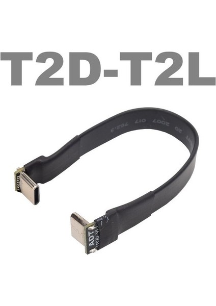T2D-T2L 60CM Usb2.0 Tip-C Şerit Düz Kablo Emı Kalkan Uzatma Fpc Kablosu USB 2.0 Usb-C 90 Derece Yukarı/aşağı Açılı Konnektör 5cm-3m Tv Pc Için (Yurt Dışından)