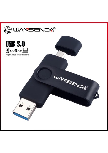 Lacivert 256GB Wansenda USB 3.0 USB Flash Sürücü Otg Kalem Sürücü 8gb 16GB 32GB 64GB 256GB Pendrive USB 3.0 128GB Mikro Memory Stick Flash Sürücü (Yurt Dışından)